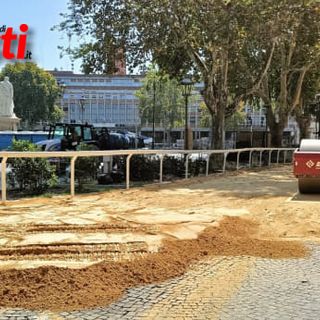 L'allestimento del catino per il Palio 2023 (Merphefoto)