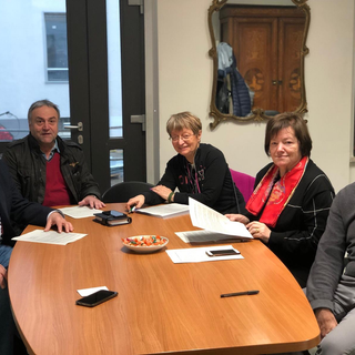 Da sinistra: Piero Valpreda, Piero Coltella, Carmen Soffranio, Mariangela Cotto e il Dirigente delle Politiche Sociali Roberto Giolito