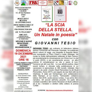 Rimandato a domenica 19 dicembre a Cisterna, l'incontro con Giovanni Tesio