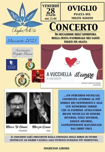 "Intorno all'amore", spettacolo musicale a Oviglio per la festa patronale "Intorno all'amore", spettacolo musicale a Oviglio per la festa patronale
