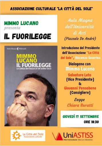 Giovedì 17 settembre Mimmo Lucano presenta "Il fuorilegge"