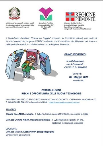 Locandina incontro su Cyberbullismo