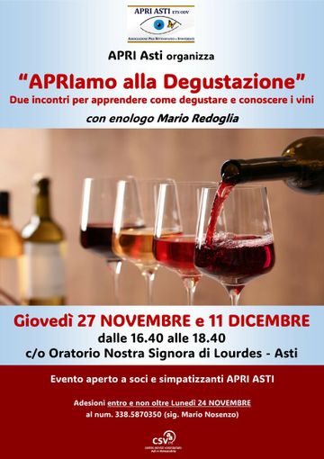 "APRIamo alla degustazione": due incontri per imparare a conoscere il vino con Mario Redoglia "APRIamo alla degustazione": due incontri per imparare a conoscere il vino con Mario Redoglia