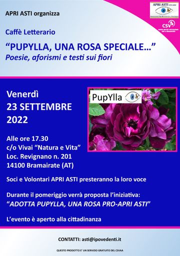 Venerdì 23 settembre un Caffè letterario in favore dell'APRI