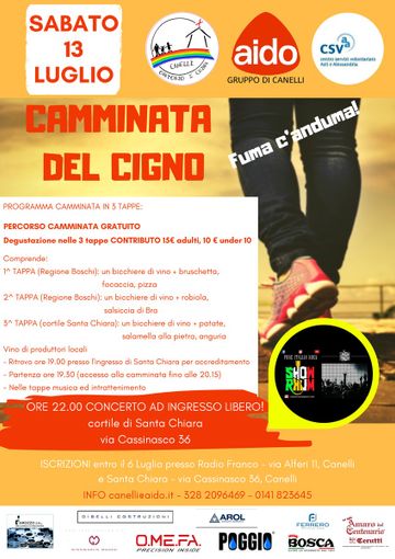 Già aperte le iscrizioni a una camminata enogastronomica organizzata dall’AIDO canellese Già aperte le iscrizioni a una camminata enogastronomica organizzata dall’AIDO canellese