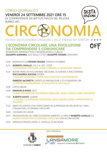 Venerdì Bubbio ospiterà l’ultimo appuntamento della sesta edizione di “Circonomia” Venerdì Bubbio ospiterà l’ultimo appuntamento della sesta edizione di “Circonomia”