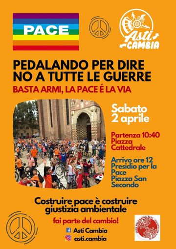 "Pedalando per la pace": nuova iniziativa solidale e green firmata Asti Cambia "Pedalando per la pace": nuova iniziativa solidale e green firmata Asti Cambia