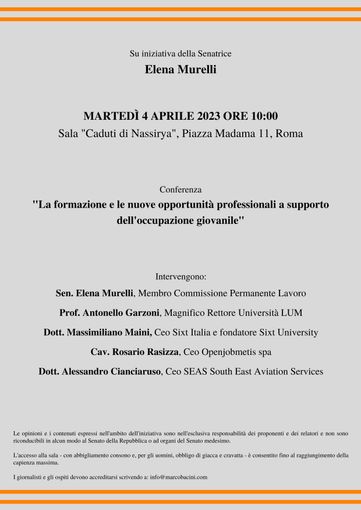 La formazione e le nuove opportunità professionali a supporto dell’occupazione giovanile La formazione e le nuove opportunità professionali a supporto dell’occupazione giovanile