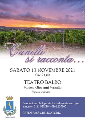La locandina dell'appuntamento in programma sabato 13  al Teatro Balbo di Canelli