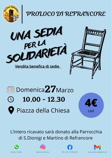 I mille volti della solidarietà. A Refrancore si cercano nuovi proprietari per vecchie sedie in legno I mille volti della solidarietà. A Refrancore si cercano nuovi proprietari per vecchie sedie in legno