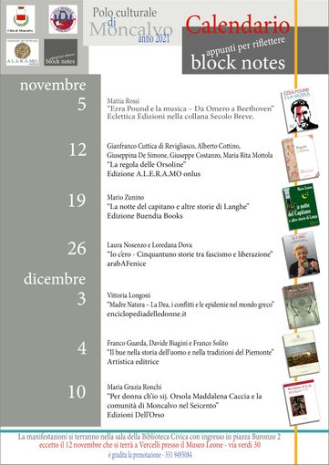 La rassegna “Block Notes” accoglie le storie di Langhe La rassegna “Block Notes” accoglie le storie di Langhe