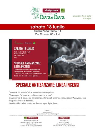 Sabato 18 luglio nei punti vendita Rava e Fava di Asti, giornata dedicata da "Aromandise" Sabato 18 luglio nei punti vendita Rava e Fava di Asti, giornata dedicata da "Aromandise"