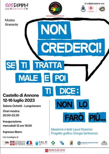 &quot;Non crederci&quot;: la mostra contro la violenza di genere farà tappa a Castello di Annone
