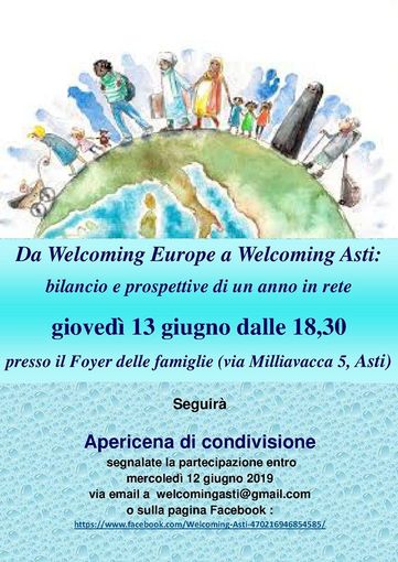 Nasce la "Rete Welcoming Asti". Giovedì 13 la presentazione ufficiale dell'iniziativa Nasce la "Rete Welcoming Asti". Giovedì 13 la presentazione ufficiale dell'iniziativa