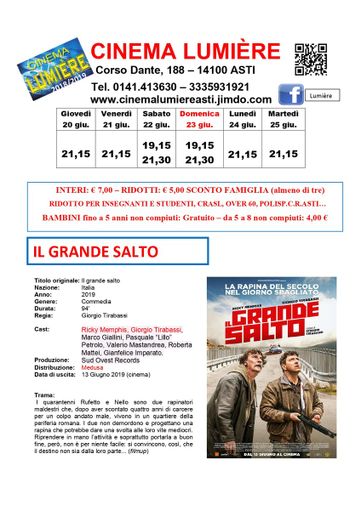 Al cinema Lumière continua la programmazione del film "Il grande salto"