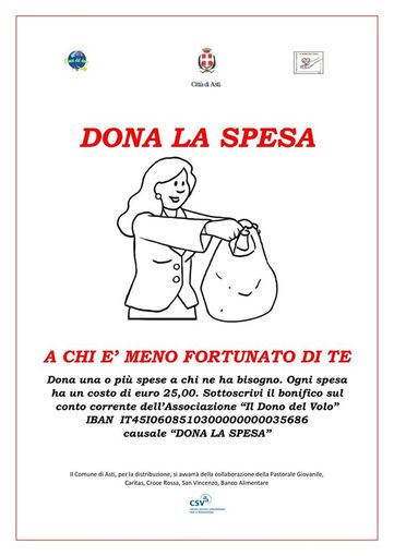 Emergenza coronavirus: assessorato comunale alle Politiche Sociali e “Dono del Volo” ancora insieme per “Dona la spesa”