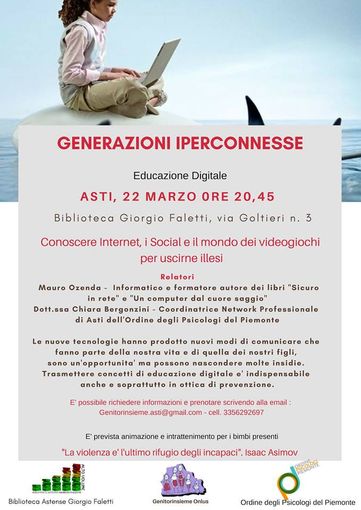 Un incontro, in programma presso la Biblioteca Astense, illustrerà opportunità e pericoli del Web Un incontro, in programma presso la Biblioteca Astense, illustrerà opportunità e pericoli del Web