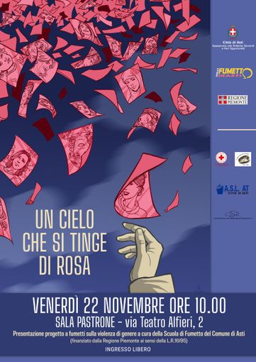 &quot;Un cielo che si tinge di rosa, storie di donne da non dimenticare&quot;. Gli allievi della Scuola del Fumetto di Asti presentano un albo a fumetti contro la violenza di genere
