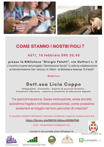 La locandina dell'incontro con la dottoressa Coppo