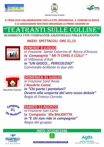 Una nuova rassegna teatrale sulle colline astigiane. Arriva 'Teatranti sulle colline'