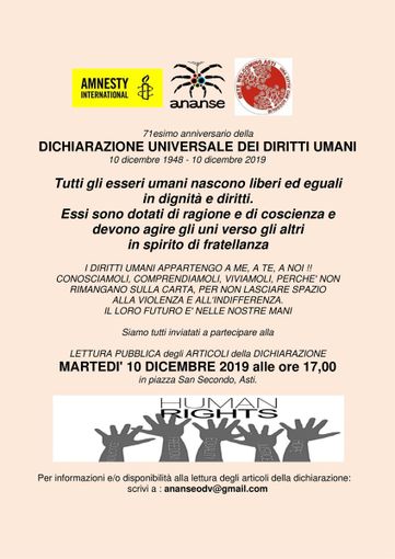 Il 10 dicembre ricorre l'anniversario della Dichiarazione Universale dei Diritti Umani