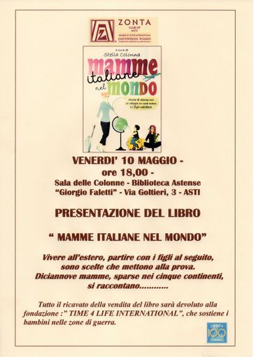 Lo Zonta Club invita alla presentazione del libro “Mamme italiane nel mondo”