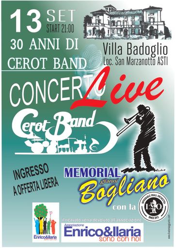 Villa Badoglio ospiterà un concerto di solidarietà della Cerot Band Villa Badoglio ospiterà un concerto di solidarietà della Cerot Band