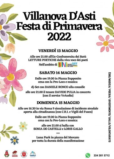 In arrivo tre giorni di Festa di Primavera a Villanova d'Asti In arrivo tre giorni di Festa di Primavera a Villanova d'Asti