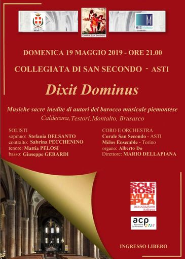 Torna il tradizionale concerto Dixit Dominus, nella Collegiata di San Secondo Torna il tradizionale concerto Dixit Dominus, nella Collegiata di San Secondo