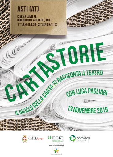 Doppio appuntamento astigiano con “Cartastorie – il riciclo della carta si racconta a teatro” Doppio appuntamento astigiano con “Cartastorie – il riciclo della carta si racconta a teatro”