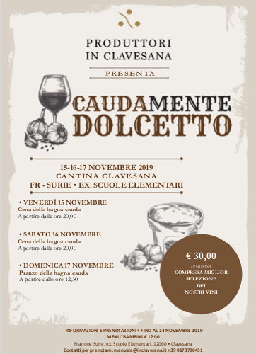 E' "Caudamente Dolcetto" con la cantina di Clavesana: un weekend interamente dedicato alla bagna cauda E' "Caudamente Dolcetto" con la cantina di Clavesana: un weekend interamente dedicato alla bagna cauda