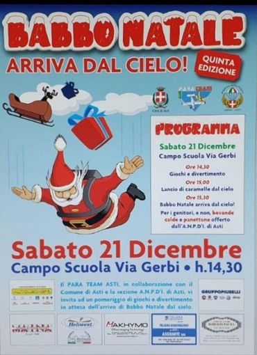 Oggi pomeriggio tutti al campo scuola di via Gerbi: arriveranno i Babbo Natale paracadutisti!