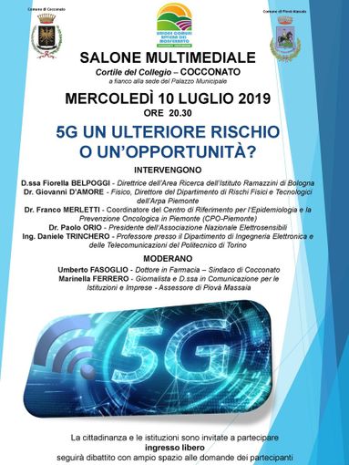 L'Unione dei Comuni Riviera del Monferrato organizza il convegno &quot;5G un ulteriore rischio o un'opportunità?&quot;