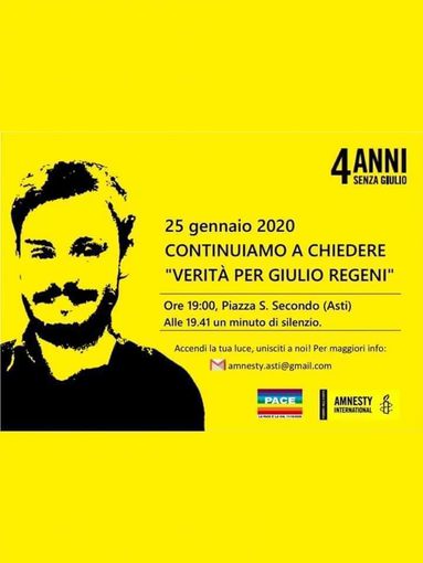 Manifestazione anche ad Asti per chiedere la verità sulla morte di Giulio Regeni