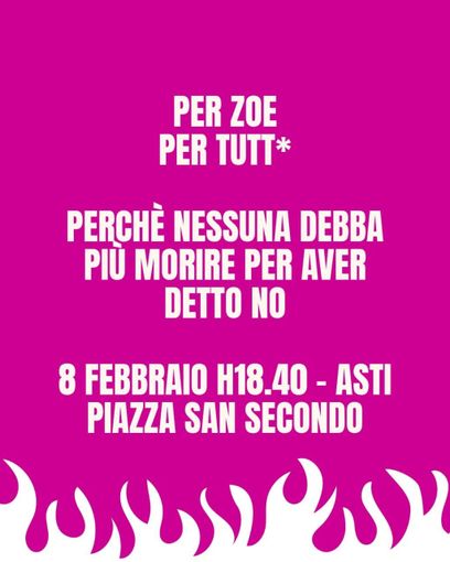Asti scende  in piazza per Zoe Trinchero con Non una di meno: "Perché nessuna debba più morire per avere detto no"
