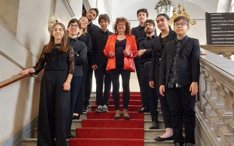 Foto di gruppo per i componenti del MagichArpeEnsemble