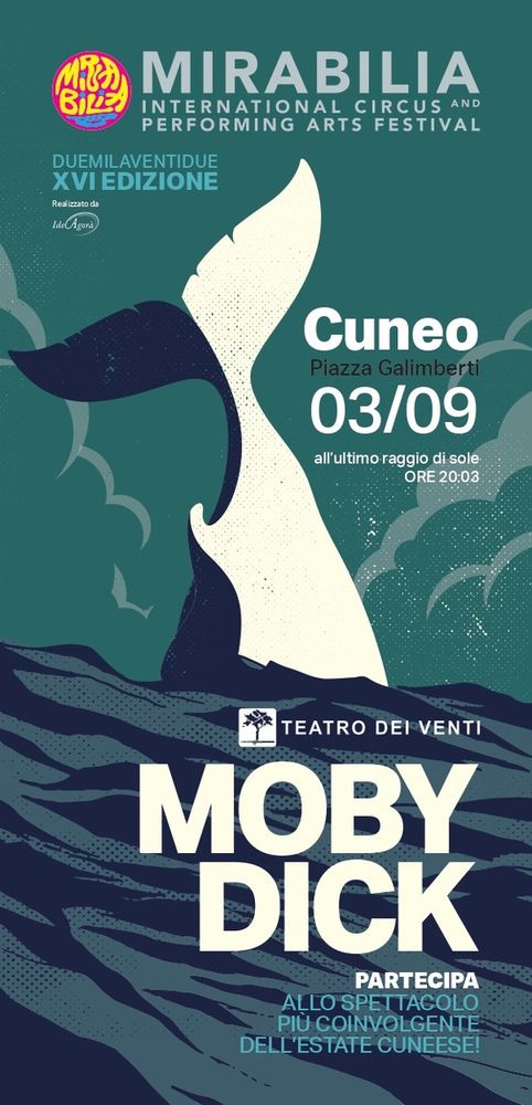 Mirabilia Festival 2022: 3 settembre 2022, 'Moby Dick' in piazza Galimberti a Cuneo Mirabilia Festival 2022: 3 settembre 2022, 'Moby Dick' in piazza Galimberti a Cuneo
