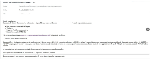 Nuova campagna di phishing tramite false notifiche amministrative. Nel mirino l'Agenzia delle Entrate