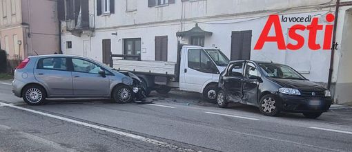 Incidente con feriti, in tarda mattinata, tra due auto e un furgone in località Sessant