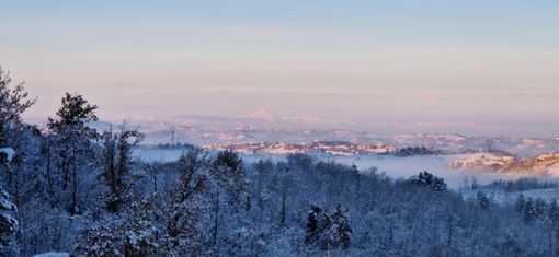 Bianco risveglio sull'ovadese e sulla Langa, dove le nevicate hanno insistito maggiormente (Foto Dati Meteo Asti)