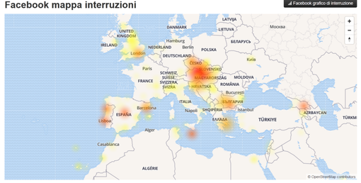 La mappa dei malfunzionamenti monitorati in tempo reale dal sito Downdetector La mappa dei malfunzionamenti monitorati in tempo reale dal sito Downdetector