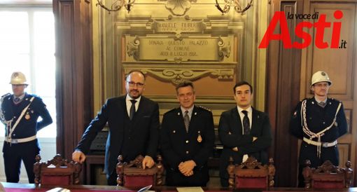 Nella foto, da sinistra, il sindaco Maurizio Rasero, il comandante della Polizia Municipale Riccardo Saracco e l'assessore alla Sicurezza Marco Bona