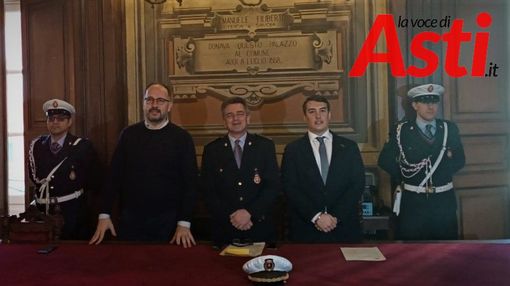 Il sindaco Maurizio Rasero, il comandante Riccardo Saracco e l'assessore Marco Bona