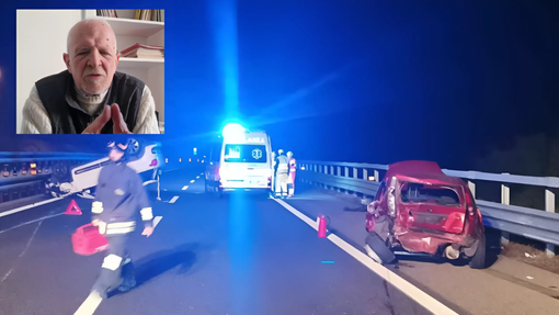 Nel riquadro, Cosimo Scarinzi. Il sindacalista era a bordo dell'auto rossa che si vede sulla destra