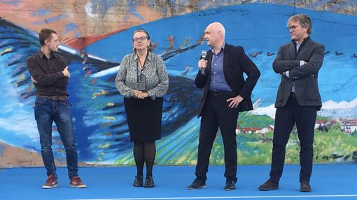 L'inaugurazione del murale di Matteo Michele Bisaccia a Chiusano