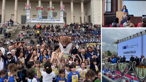Claudia Colli in tre momenti delle celebrazioni per la "Festa dell'Europa" Claudia Colli in tre momenti delle celebrazioni per la "Festa dell'Europa"