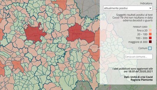 Mappa interattiva regione Piemonte contagi da Covid