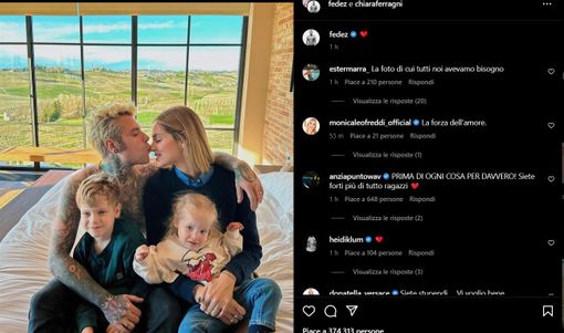 Lo screenshot dell'immagine postata su Instagram da Chiara Ferragni