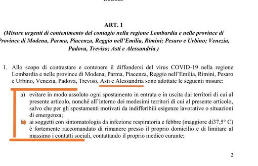 Uno stralcio della bozza del decreto, disponibile anche in allegato, con l'indicazione delle nuove restrizioni