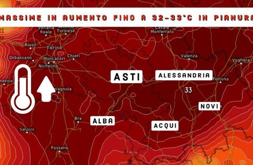 Breve "fiammata" sull'Astigiano con temperature fino ai 33°